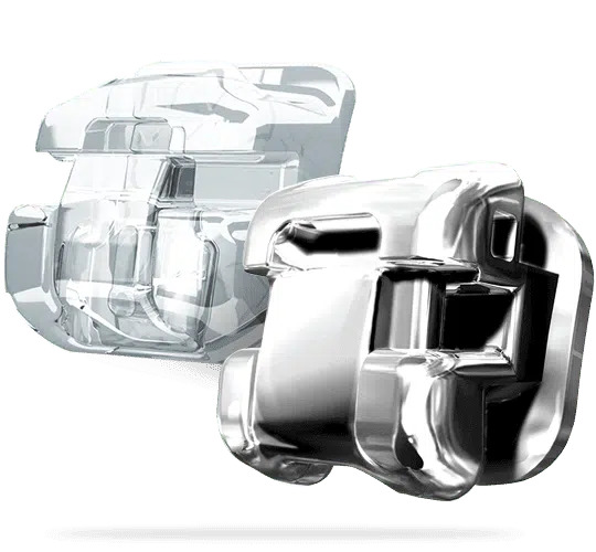 Damon metal and clear brackets.