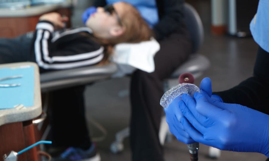 A close up image of a clear aligner.
