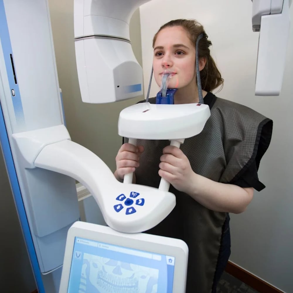 Teenager in a CBCT X-ray machine.